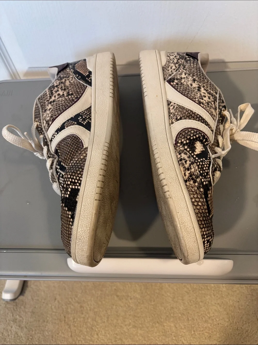 stradivarius Snake-Print Low-Top Sneakers in Black, White, Brown